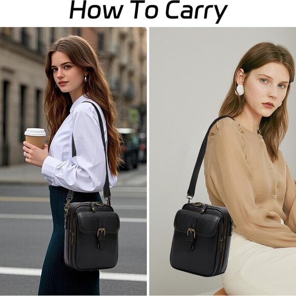 Leather Crossbody Bag for Women Vintage Large Capacity Anti Theft Shoulder - Picture 2 of 6